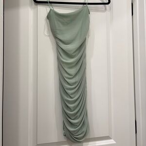 Elegant Mint Green Ruched Dress